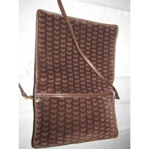 Bottega Veneta Vintage 2-Way Clutch Shoulder Bag Embossed Pink Butterfly Print - Picture 4 of 12